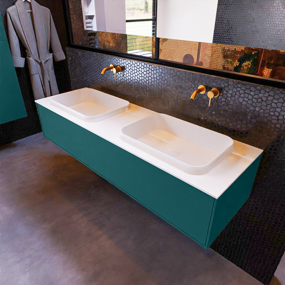 MONDIAZ ERIN 150cm mueble de baño color Smag 1 cajón. Lavabo RIDGE Doble sin orificio color Talc. 1 MONDIAZ ERIN 150cm mueble de baño color Smag 1 cajón. Lavabo RIDGE Doble sin orificio color Talc.
