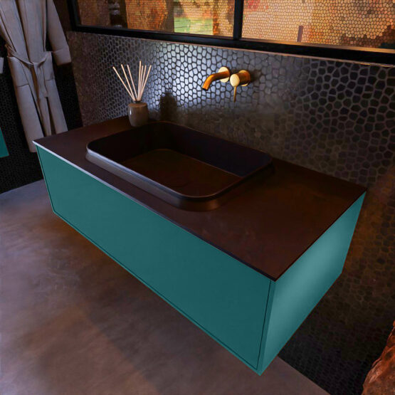 MONDIAZ ERIN 100cm mueble de baño color Smag 1 cajón. Lavabo RIDGE Centro sin orificio color Urban.