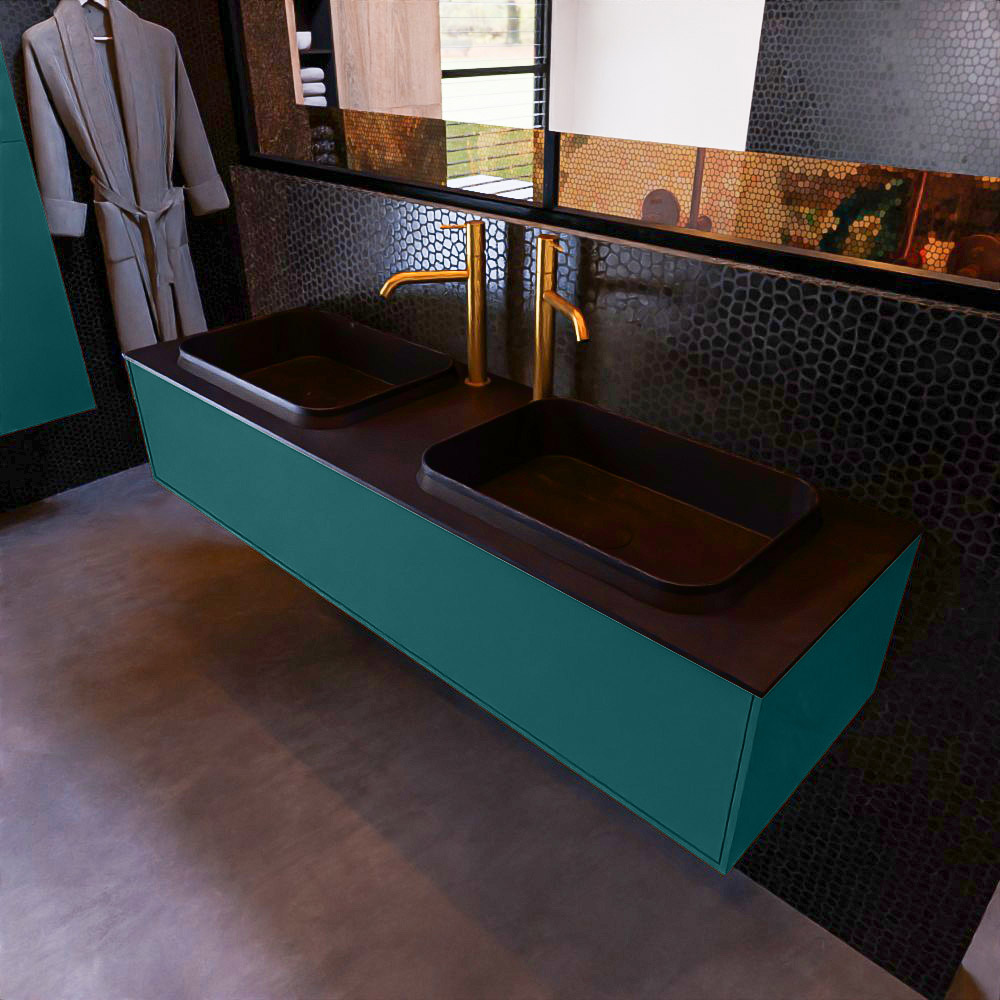 MONDIAZ ERIN 150cm mueble de baño color Smag 1 cajón. Lavabo RIDGE Doble 2 orificios color Urban. 1 MONDIAZ ERIN 150cm mueble de baño color Smag 1 cajón. Lavabo RIDGE Doble 2 orificios color Urban.