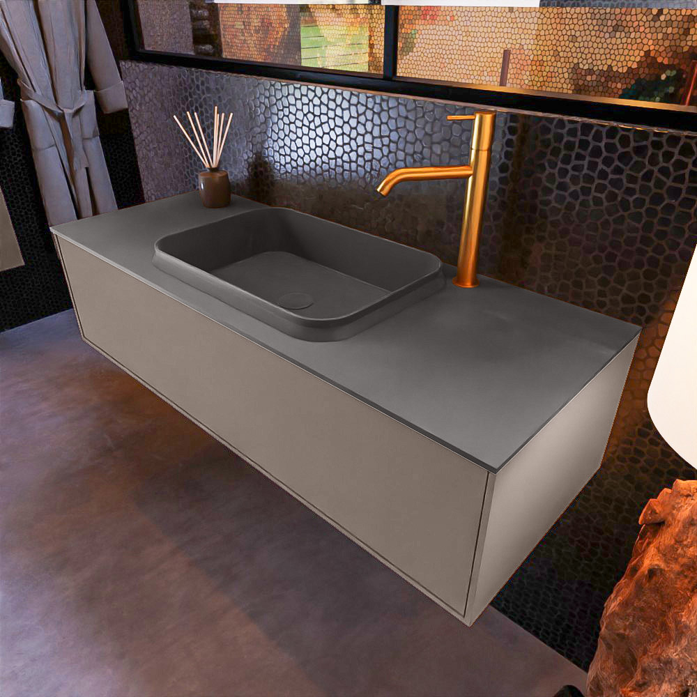 MONDIAZ ERIN 120cm mueble de baño color Smoke 1 cajón. Lavabo RIDGE Centro 1 orificio color Dark Grey. 1 MONDIAZ ERIN 120cm mueble de baño color Smoke 1 cajón. Lavabo RIDGE Centro 1 orificio color Dark Grey.
