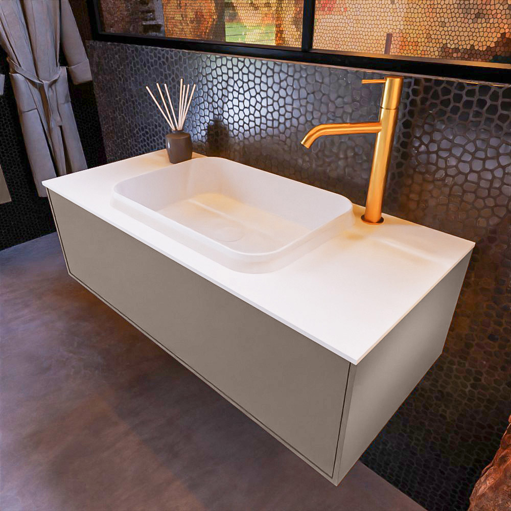 MONDIAZ ERIN 100cm mueble de baño color Smoke 1 cajón. Lavabo RIDGE Centro 1 orificio color Talc. 1 MONDIAZ ERIN 100cm mueble de baño color Smoke 1 cajón. Lavabo RIDGE Centro 1 orificio color Talc.