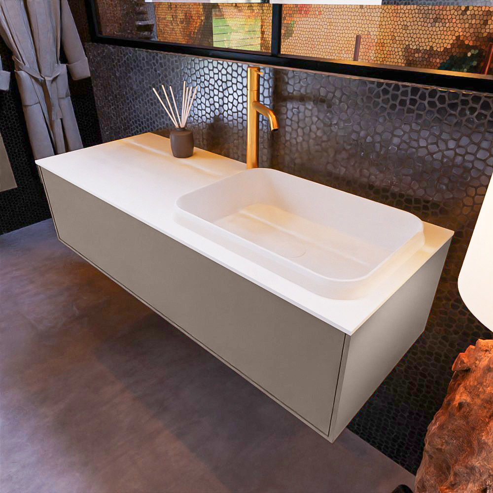 MONDIAZ ERIN 120cm mueble de baño color Smoke 1 cajón. Lavabo RIDGE Derecho 1 orificio color Talc. 1 MONDIAZ ERIN 120cm mueble de baño color Smoke 1 cajón. Lavabo RIDGE Derecho 1 orificio color Talc.