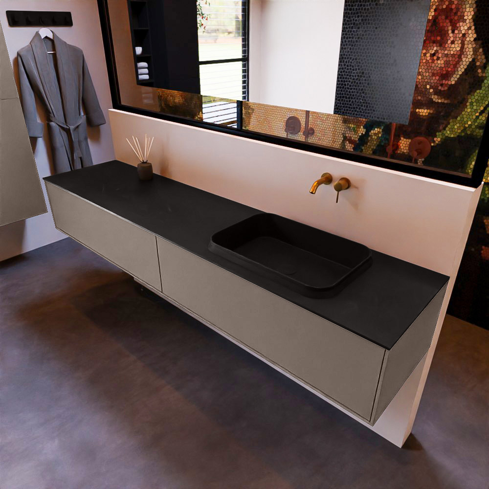 MONDIAZ ERIN 200cm mueble de baño color Smoke 2 cajones. Lavabo RIDGE Derecho sin orificio color Urban. 1 MONDIAZ ERIN 200cm mueble de baño color Smoke 2 cajones. Lavabo RIDGE Derecho sin orificio color Urban.