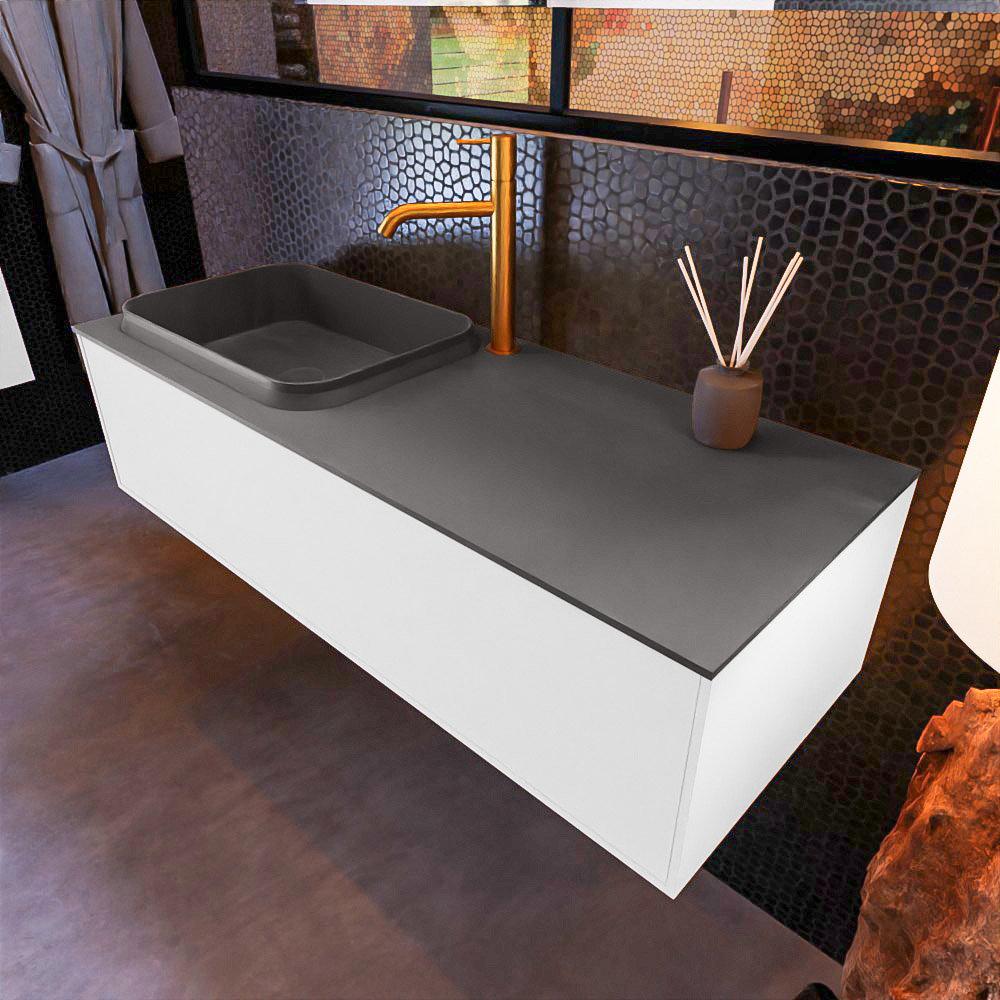 MONDIAZ ERIN 120cm mueble de baño color Talc 1 cajón. Lavabo RIDGE Izquierda 1 orificio color Dark Grey. 1 MONDIAZ ERIN 120cm mueble de baño color Talc 1 cajón. Lavabo RIDGE Izquierda 1 orificio color Dark Grey.