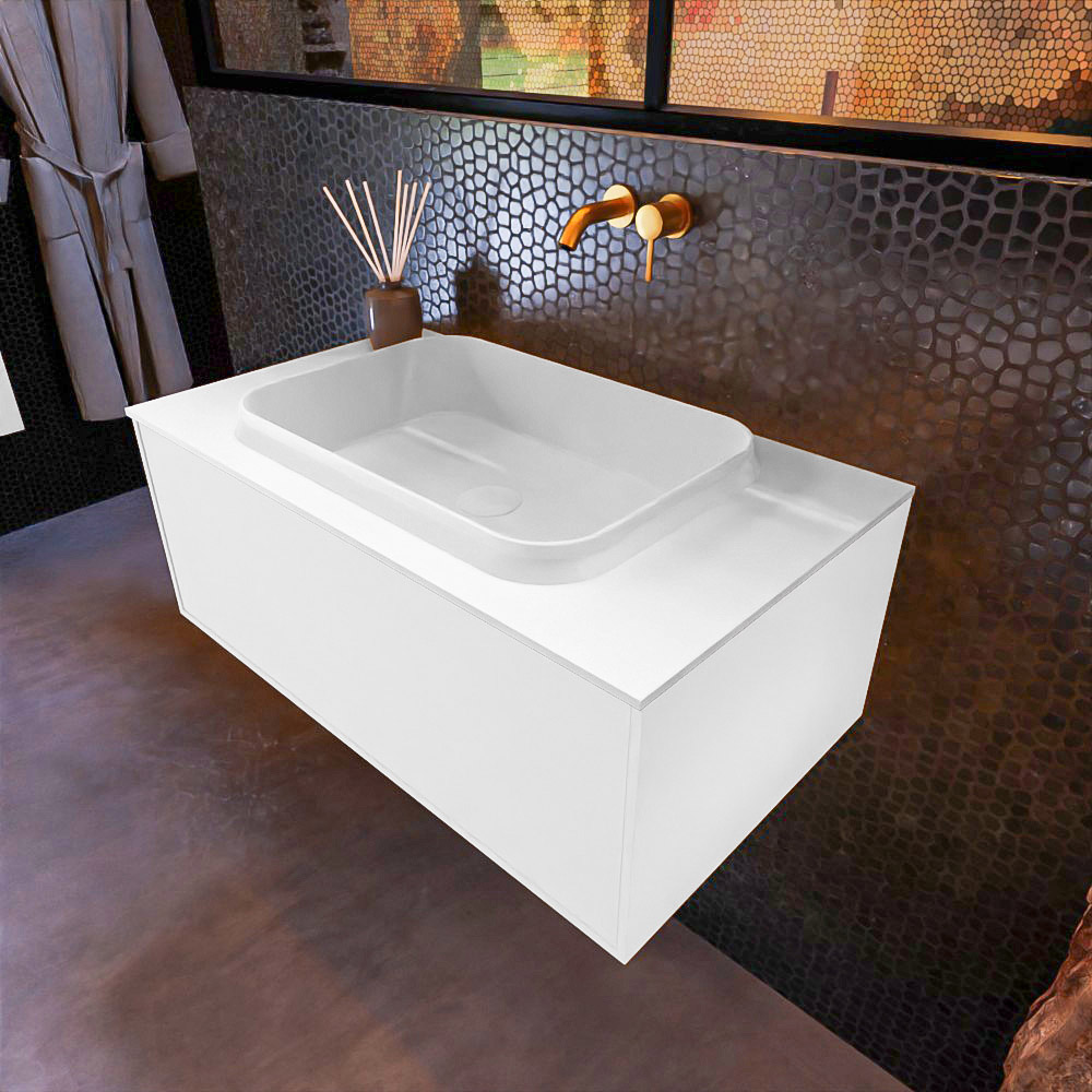 MONDIAZ ERIN 80cm mueble de baño color Talc 1 cajón. Lavabo RIDGE Centro sin orificio color Talc. 1 MONDIAZ ERIN 80cm mueble de baño color Talc 1 cajón. Lavabo RIDGE Centro sin orificio color Talc.