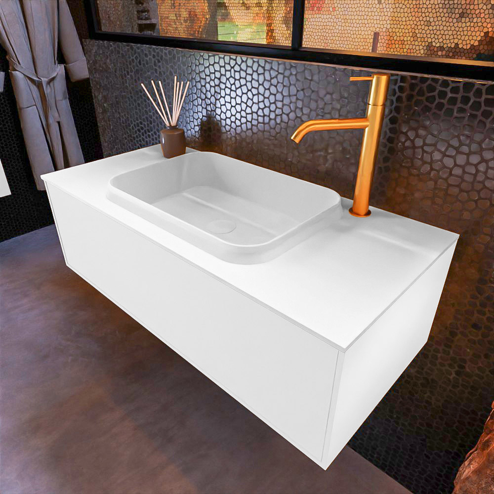MONDIAZ ERIN 100cm mueble de baño color Talc 1 cajón. Lavabo RIDGE Centro 1 orificio color Talc. 1 MONDIAZ ERIN 100cm mueble de baño color Talc 1 cajón. Lavabo RIDGE Centro 1 orificio color Talc.