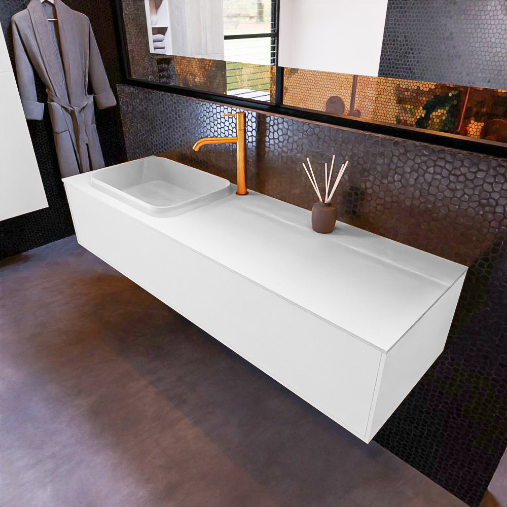 MONDIAZ ERIN 150cm mueble de baño color Talc 1 cajón. Lavabo RIDGE Izquierda 1 orificio color Talc. 1 MONDIAZ ERIN 150cm mueble de baño color Talc 1 cajón. Lavabo RIDGE Izquierda 1 orificio color Talc.