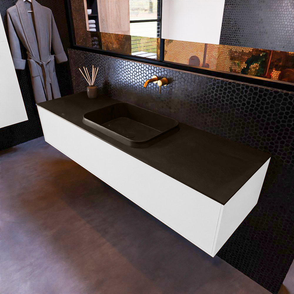 MONDIAZ ERIN 150cm mueble de baño color Talc 1 cajón. Lavabo RIDGE Centro sin orificio color Urban. 1 MONDIAZ ERIN 150cm mueble de baño color Talc 1 cajón. Lavabo RIDGE Centro sin orificio color Urban.