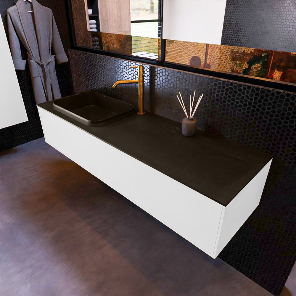 MONDIAZ ERIN 150cm mueble de baño color Talc 1 cajón. Lavabo RIDGE Izquierda 1 orificio color Urban. 1 MONDIAZ ERIN 150cm mueble de baño color Talc 1 cajón. Lavabo RIDGE Izquierda 1 orificio color Urban.