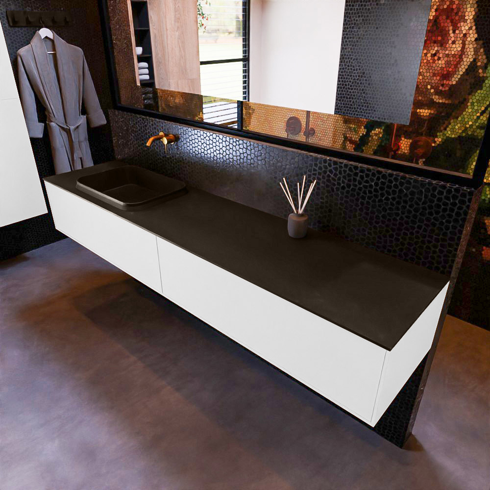 MONDIAZ ERIN 200cm mueble de baño color Talc 2 cajones. Lavabo RIDGE Izquierda sin orificio color Urban. 1 MONDIAZ ERIN 200cm mueble de baño color Talc 2 cajones. Lavabo RIDGE Izquierda sin orificio color Urban.