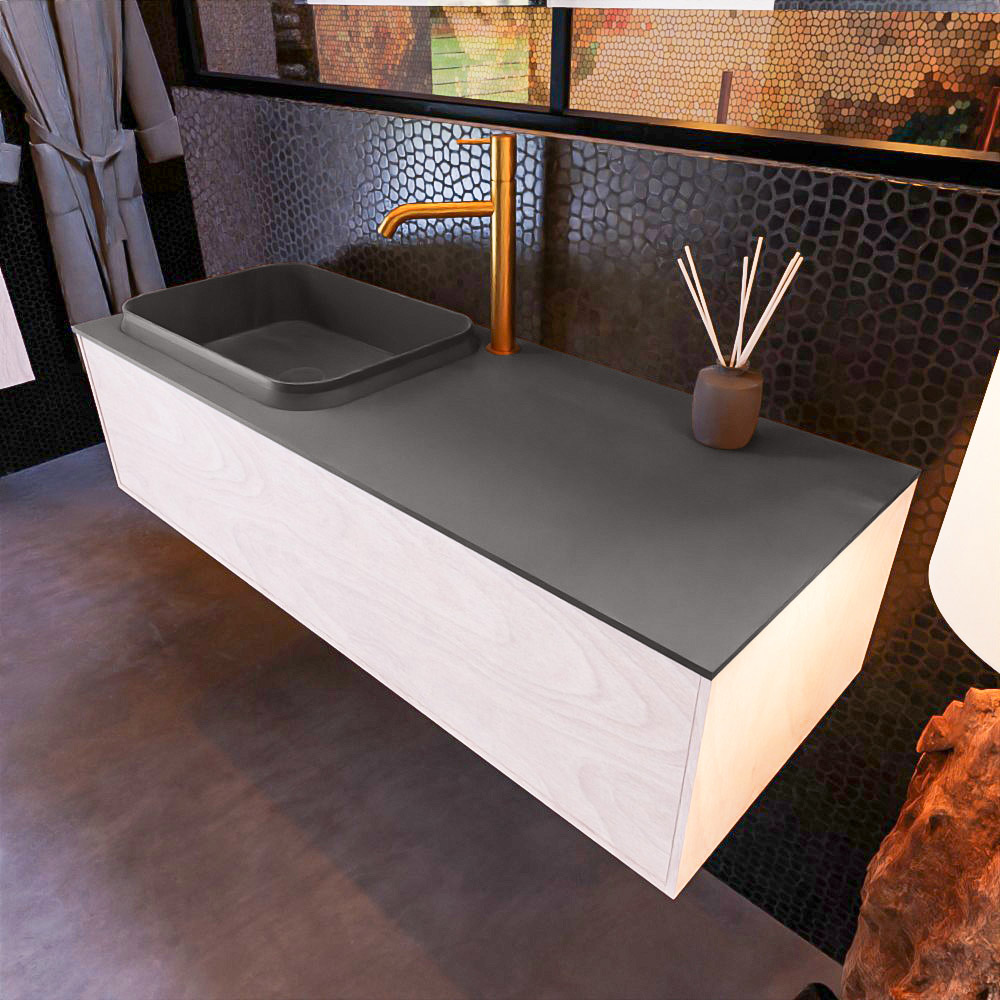 MONDIAZ ERIN 120cm mueble de baño color Underlayment 1 cajón. Lavabo RIDGE Izquierda 1 orificio color Dark Grey. 1 MONDIAZ ERIN 120cm mueble de baño color Underlayment 1 cajón. Lavabo RIDGE Izquierda 1 orificio color Dark Grey.