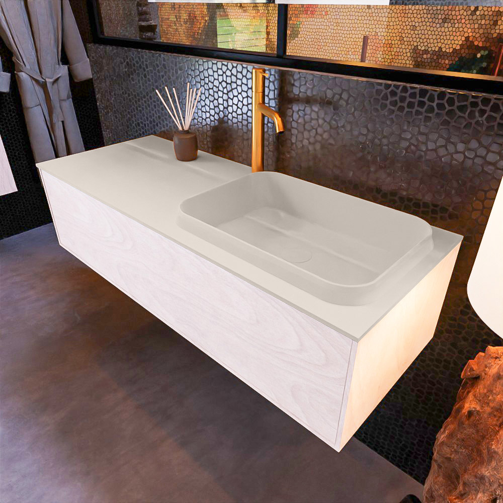 MONDIAZ ERIN 120cm mueble de baño color Underlayment 1 cajón. Lavabo RIDGE Derecho 1 orificio color Linen. 1 MONDIAZ ERIN 120cm mueble de baño color Underlayment 1 cajón. Lavabo RIDGE Derecho 1 orificio color Linen.