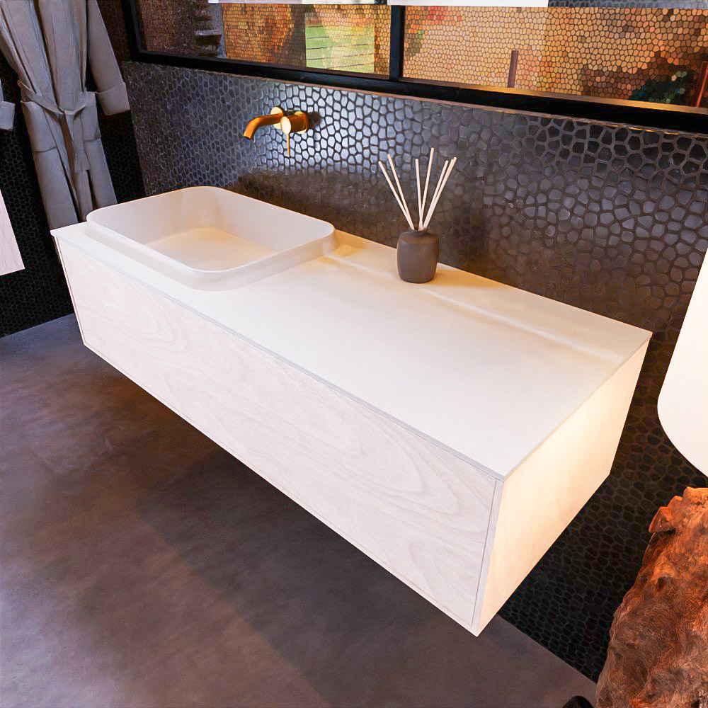 MONDIAZ ERIN 120cm mueble de baño color Underlayment 1 cajón. Lavabo RIDGE Izquierda sin orificio color Talc. 1 MONDIAZ ERIN 120cm mueble de baño color Underlayment 1 cajón. Lavabo RIDGE Izquierda sin orificio color Talc.