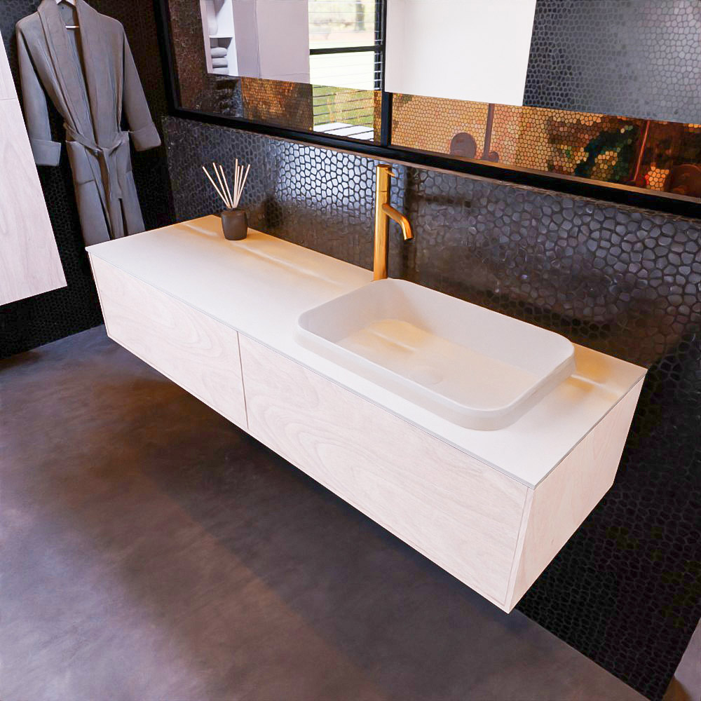 MONDIAZ ERIN 150cm mueble de baño color Underlayment 2 cajones. Lavabo RIDGE Derecho 1 orificio color Talc. 1 MONDIAZ ERIN 150cm mueble de baño color Underlayment 2 cajones. Lavabo RIDGE Derecho 1 orificio color Talc.