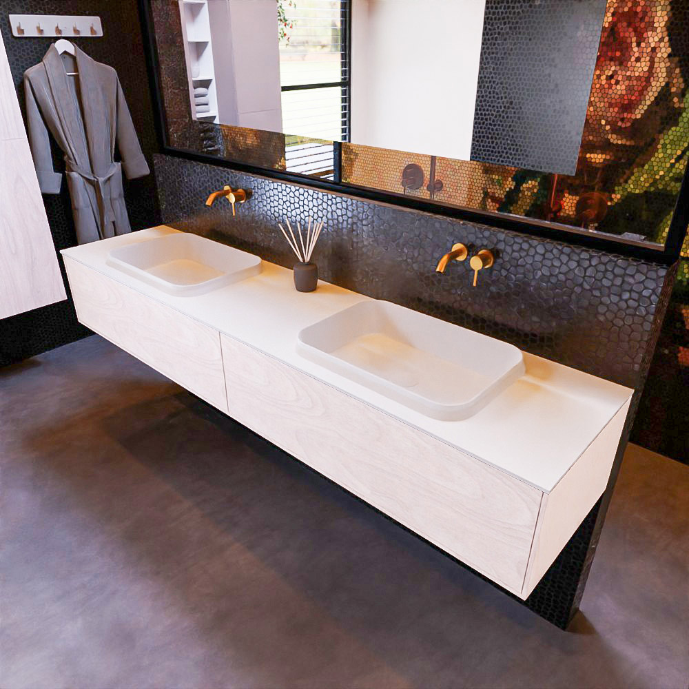 MONDIAZ ERIN 200cm mueble de baño color Underlayment 2 cajones. Lavabo RIDGE Doble sin orificio color Talc. 1 MONDIAZ ERIN 200cm mueble de baño color Underlayment 2 cajones. Lavabo RIDGE Doble sin orificio color Talc.