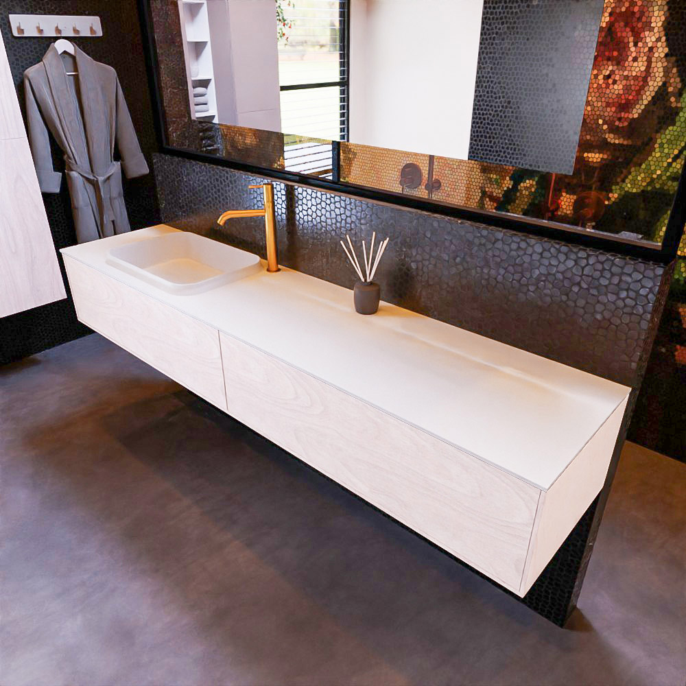 MONDIAZ ERIN 200cm mueble de baño color Underlayment 2 cajones. Lavabo RIDGE Izquierda 1 orificio color Talc. 1 MONDIAZ ERIN 200cm mueble de baño color Underlayment 2 cajones. Lavabo RIDGE Izquierda 1 orificio color Talc.