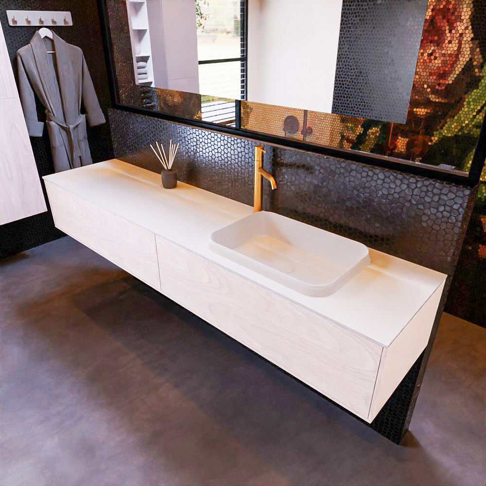 MONDIAZ ERIN 200cm mueble de baño color Underlayment 2 cajones. Lavabo RIDGE Derecho 1 orificio color Talc. 1 MONDIAZ ERIN 200cm mueble de baño color Underlayment 2 cajones. Lavabo RIDGE Derecho 1 orificio color Talc.