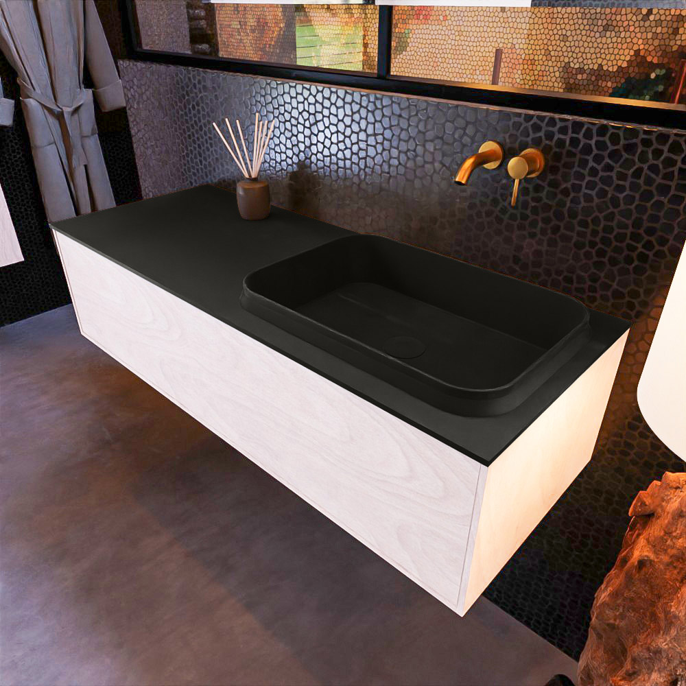 MONDIAZ ERIN 120cm mueble de baño color Underlayment 1 cajón. Lavabo RIDGE Derecho sin orificio color Urban. 1 MONDIAZ ERIN 120cm mueble de baño color Underlayment 1 cajón. Lavabo RIDGE Derecho sin orificio color Urban.