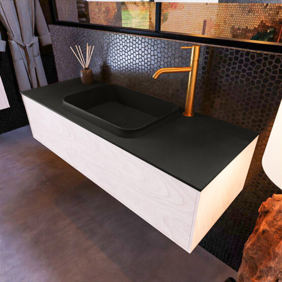 MONDIAZ ERIN 120cm mueble de baño color Underlayment 1 cajón. Lavabo RIDGE Centro 1 orificio color Urban.