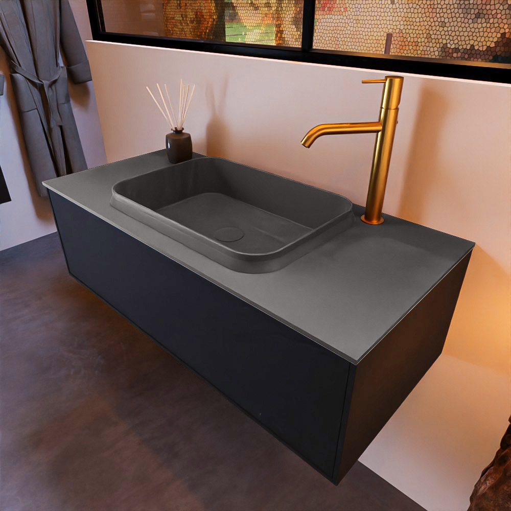 MONDIAZ ERIN 100cm mueble de baño color Urban 1 cajón. Lavabo RIDGE Centro 1 orificio color Dark Grey. 1 MONDIAZ ERIN 100cm mueble de baño color Urban 1 cajón. Lavabo RIDGE Centro 1 orificio color Dark Grey.