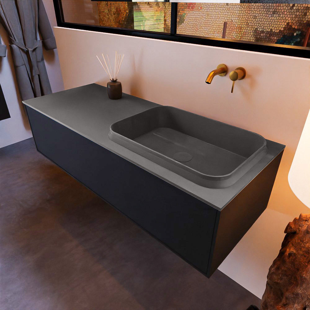 MONDIAZ ERIN 120cm mueble de baño color Urban 1 cajón. Lavabo RIDGE Derecho sin orificio color Dark Grey. 1 MONDIAZ ERIN 120cm mueble de baño color Urban 1 cajón. Lavabo RIDGE Derecho sin orificio color Dark Grey.