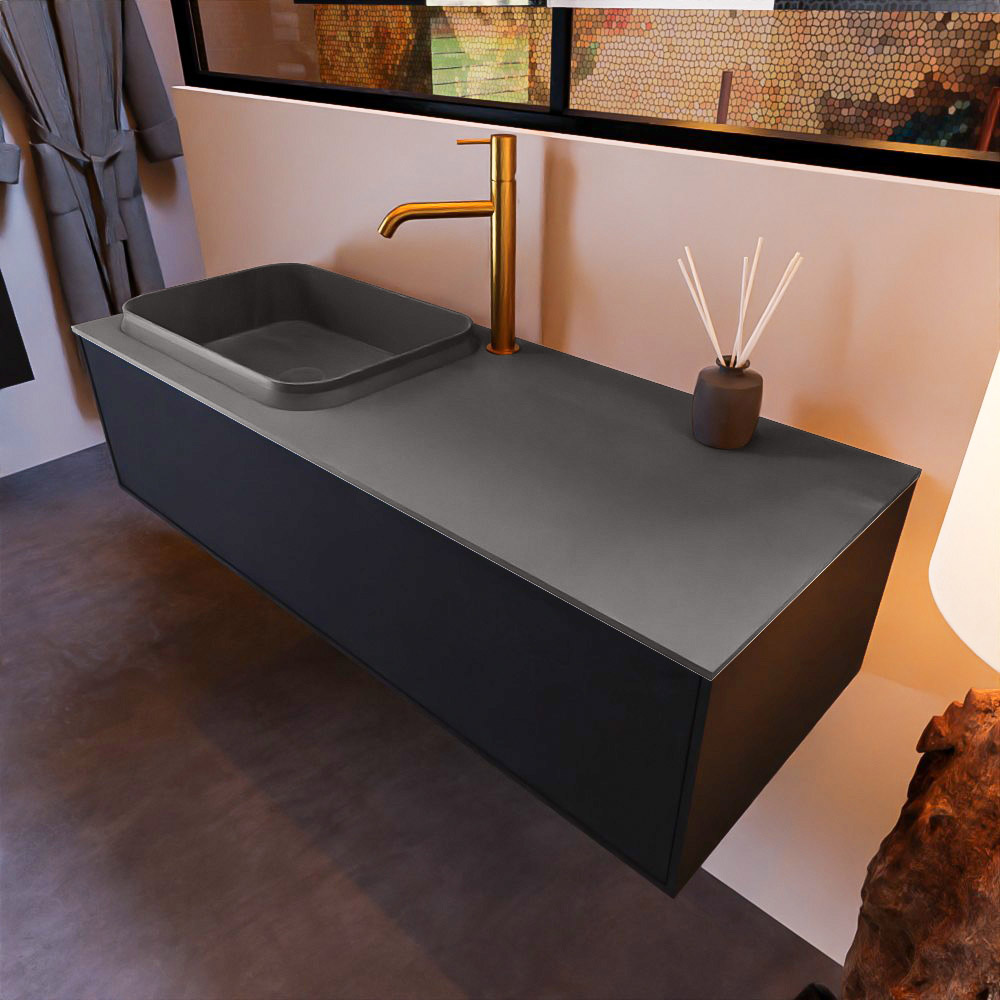 MONDIAZ ERIN 120cm mueble de baño color Urban 1 cajón. Lavabo RIDGE Izquierda 1 orificio color Dark Grey. 1 MONDIAZ ERIN 120cm mueble de baño color Urban 1 cajón. Lavabo RIDGE Izquierda 1 orificio color Dark Grey.