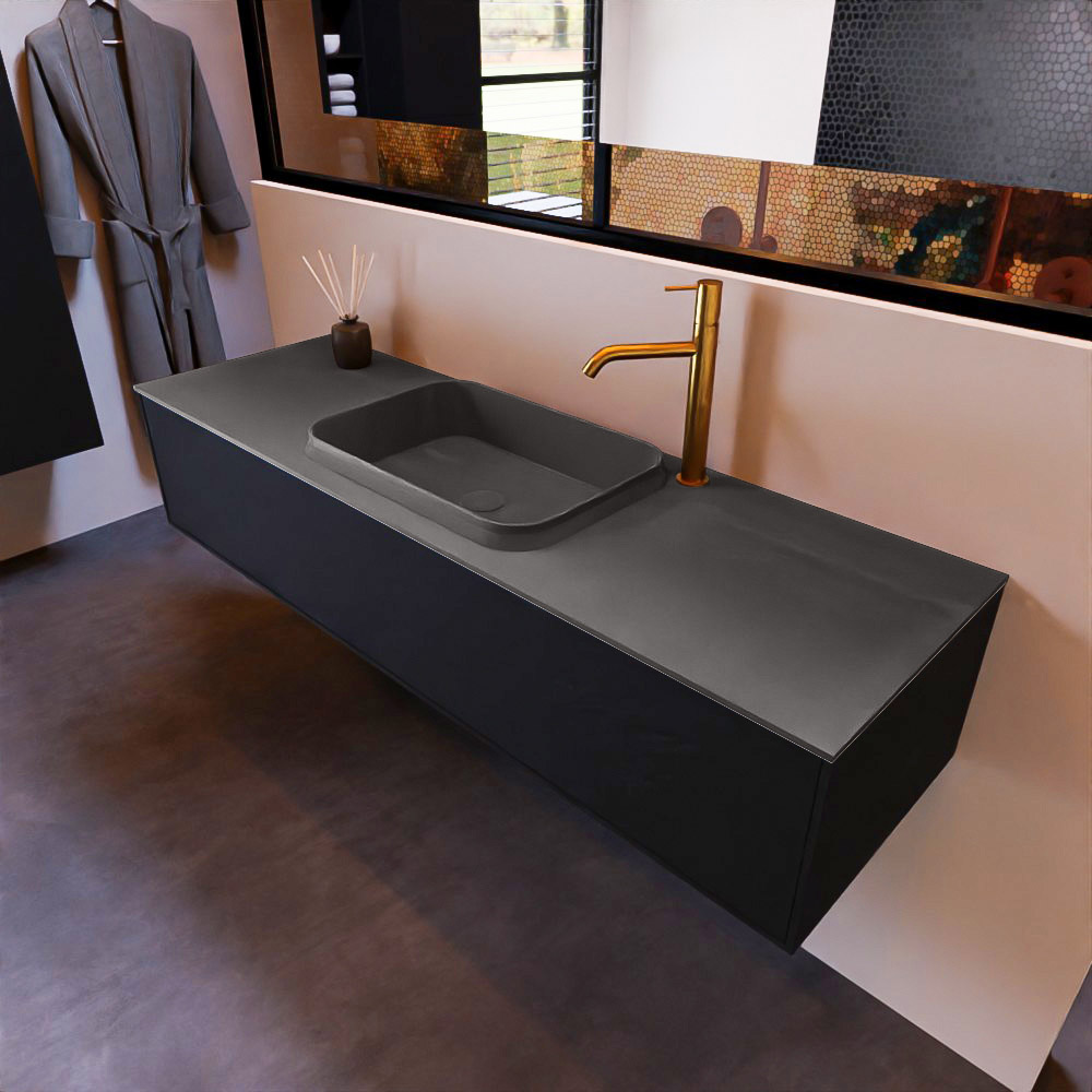 MONDIAZ ERIN 150cm mueble de baño color Urban 1 cajón. Lavabo RIDGE Centro 1 orificio color Dark Grey. 1 MONDIAZ ERIN 150cm mueble de baño color Urban 1 cajón. Lavabo RIDGE Centro 1 orificio color Dark Grey.