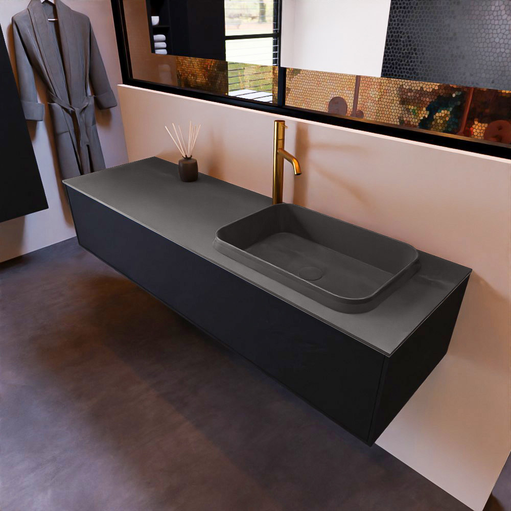 MONDIAZ ERIN 150cm mueble de baño color Urban 1 cajón. Lavabo RIDGE Derecho 1 orificio color Dark Grey. 1 MONDIAZ ERIN 150cm mueble de baño color Urban 1 cajón. Lavabo RIDGE Derecho 1 orificio color Dark Grey.