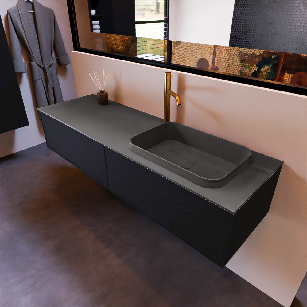 MONDIAZ ERIN 150cm mueble de baño color Urban 2 cajones. Lavabo RIDGE Derecho 1 orificio color Dark Grey. 1 MONDIAZ ERIN 150cm mueble de baño color Urban 2 cajones. Lavabo RIDGE Derecho 1 orificio color Dark Grey.
