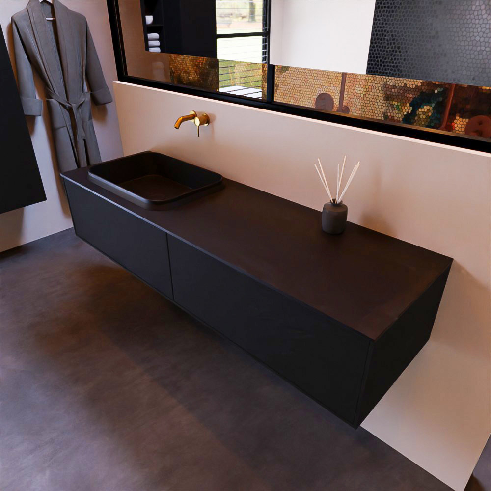 MONDIAZ ERIN 150cm mueble de baño color Urban 2 cajones. Lavabo RIDGE Izquierda sin orificio color Urban. 1 MONDIAZ ERIN 150cm mueble de baño color Urban 2 cajones. Lavabo RIDGE Izquierda sin orificio color Urban.