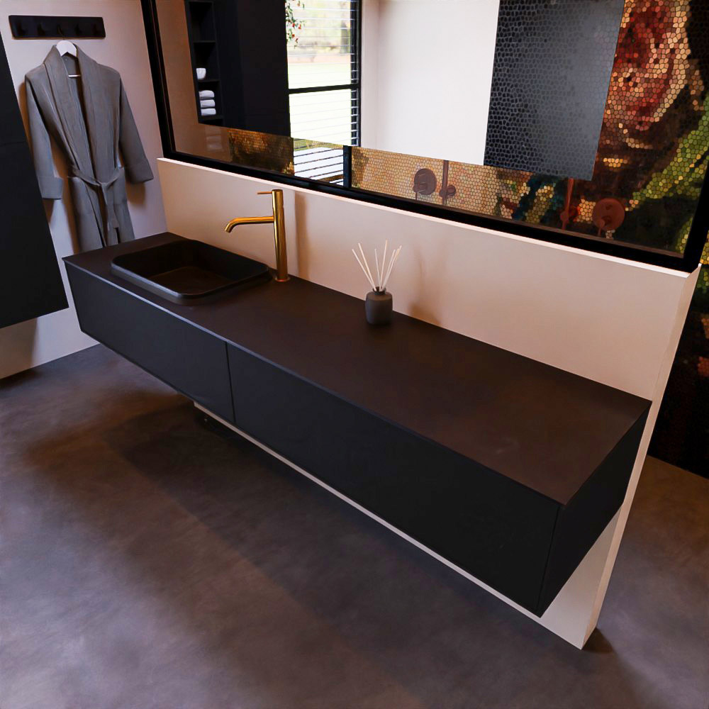 MONDIAZ ERIN 200cm mueble de baño color Urban 2 cajones. Lavabo RIDGE Izquierda 1 orificio color Urban. 1 MONDIAZ ERIN 200cm mueble de baño color Urban 2 cajones. Lavabo RIDGE Izquierda 1 orificio color Urban.