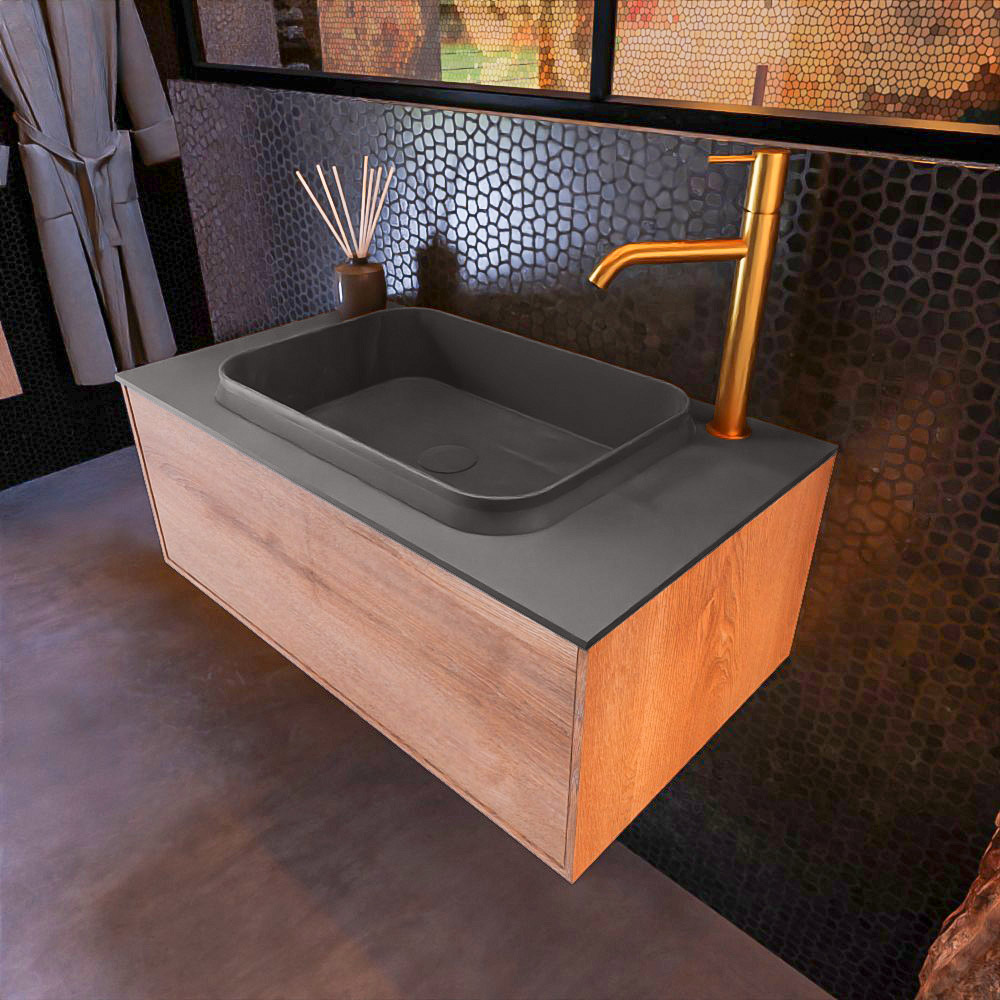 MONDIAZ ERIN 80cm mueble de baño color Washed Oak 1 cajón. Lavabo RIDGE Centro 1 orificio color Dark Grey. 1 MONDIAZ ERIN 80cm mueble de baño color Washed Oak 1 cajón. Lavabo RIDGE Centro 1 orificio color Dark Grey.