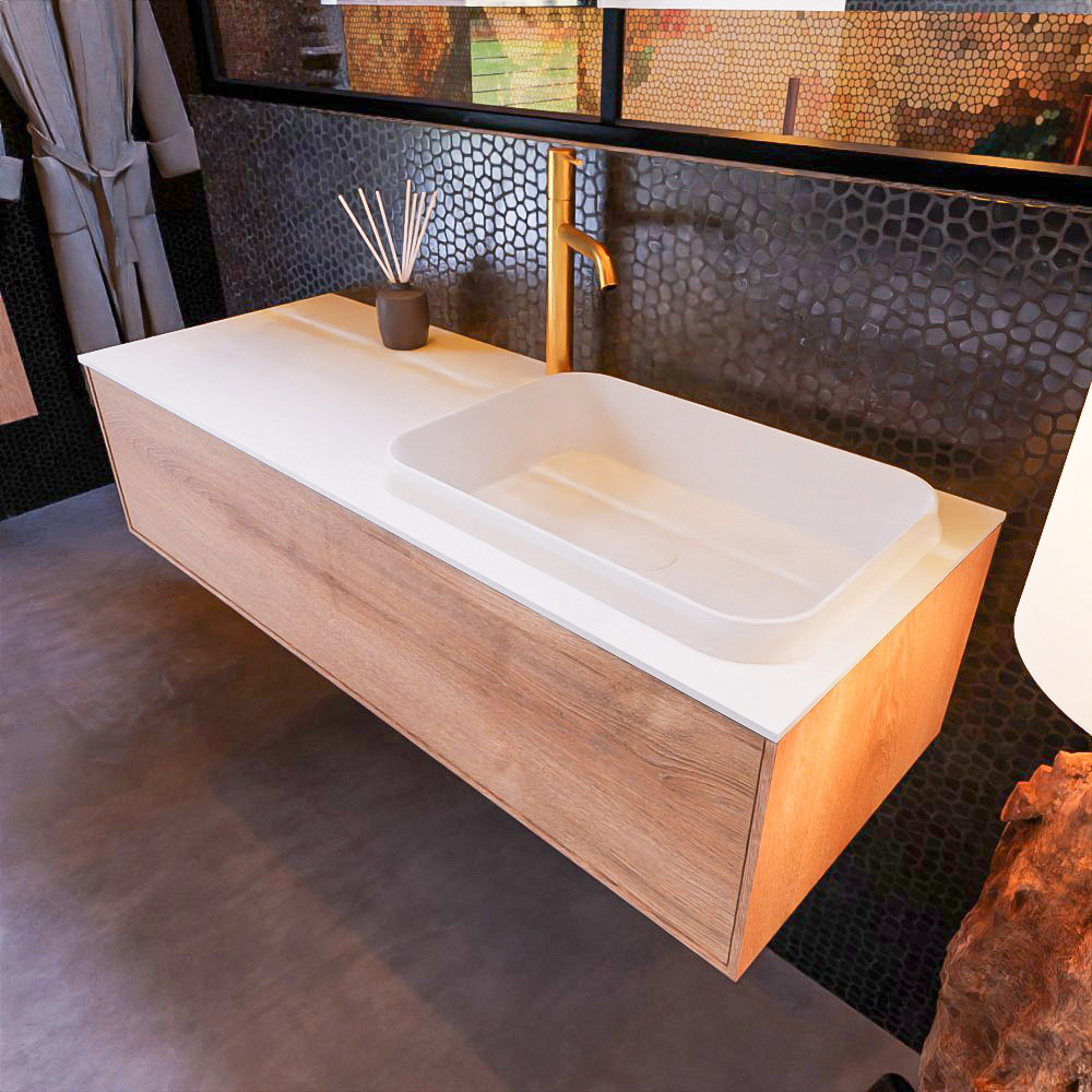 MONDIAZ ERIN 120cm mueble de baño color Washed Oak 1 cajón. Lavabo RIDGE Derecho 1 orificio color Talc. 1 MONDIAZ ERIN 120cm mueble de baño color Washed Oak 1 cajón. Lavabo RIDGE Derecho 1 orificio color Talc.