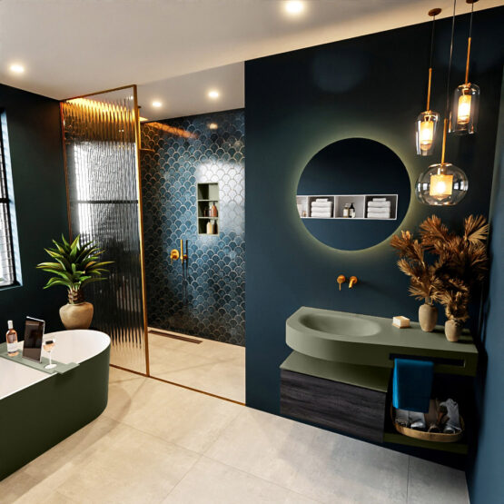 MONDIAZ RIVA 100cm mueble de baño / estante color Antracite con 1 cajón. Lavabo DULCET Izquierda sin orificio