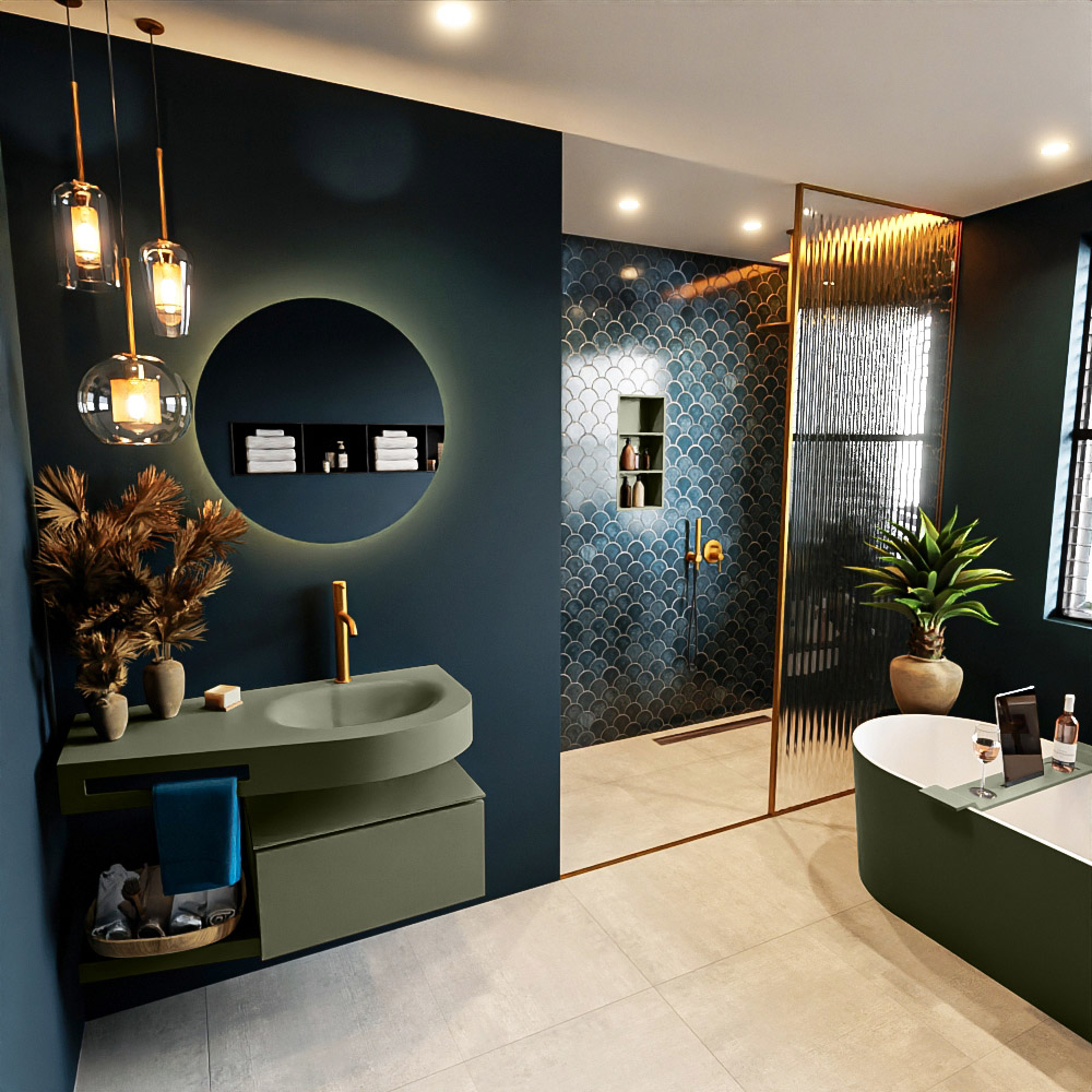 MONDIAZ RIVA 100cm mueble de baño / estante color Army con 1 cajón. Lavabo DULCET Derecho 1 orificio, color Army. 1 MONDIAZ RIVA 100cm mueble de baño / estante color Army con 1 cajón. Lavabo DULCET Derecho 1 orificio