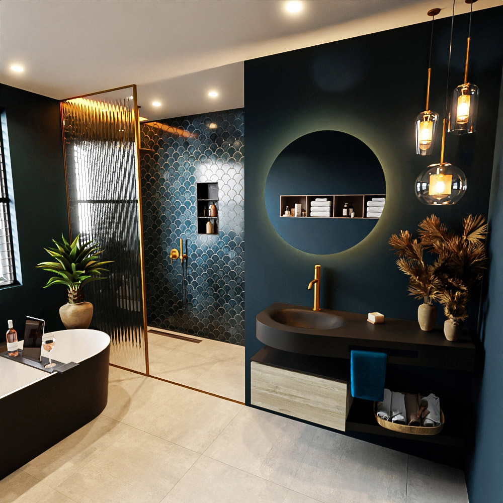 MONDIAZ RIVA 120cm mueble de baño / estante color Light Brown Grey con 1 cajón. Lavabo DULCET Izquierda 1 orificio