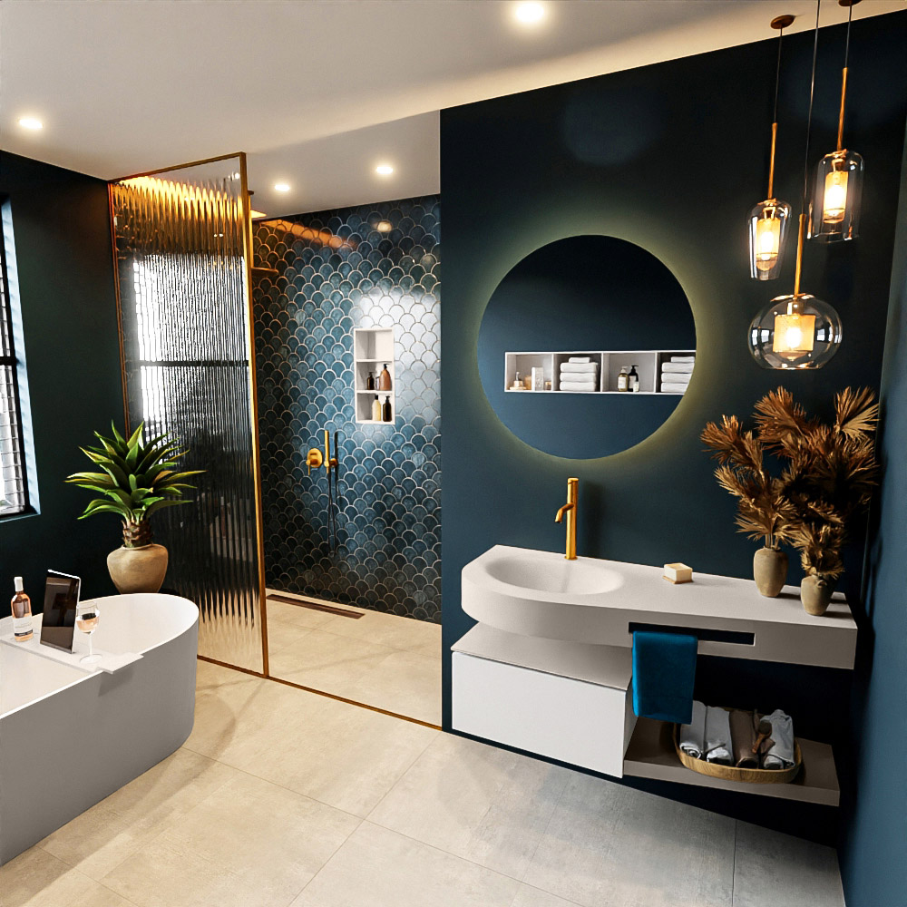 MONDIAZ RIVA 120cm mueble de baño / estante color Talc con 1 cajón. Lavabo DULCET Izquierda 1 orificio, color Linen. 1 MONDIAZ RIVA 120cm mueble de baño / estante color Talc con 1 cajón. Lavabo DULCET Izquierda 1 orificio