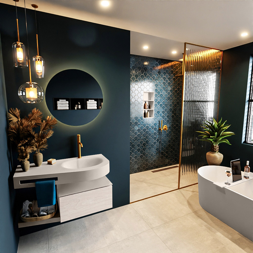MONDIAZ RIVA 100cm mueble de baño / estante color Underlayment con 1 cajón. Lavabo DULCET Derecho 1 orificio, color Linen. 1 MONDIAZ RIVA 100cm mueble de baño / estante color Underlayment con 1 cajón. Lavabo DULCET Derecho 1 orificio