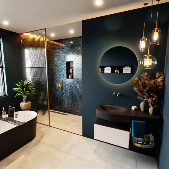 MONDIAZ RIVA 100cm mueble de baño / estante color Underlayment con 1 cajón. Lavabo DULCET Izquierda sin orificio