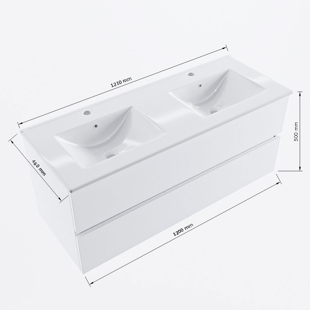 MONDIAZ VICA 120cm mueble de baño Light Brown Grey 2 cajones. Lavabo DENIA Doble 2 orificios, color Blanco brillo. 8 MONDIAZ VICA 120cm mueble de baño Light Brown Grey 2 cajones. Lavabo DENIA Doble 2 orificios, color Blanco brillo. - Imagen 8