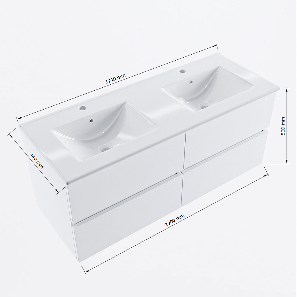 MONDIAZ VICA 120cm mueble de baño Talc 4 cajones. Lavabo DENIA Doble 2 orificios, color Blanco brillo. 8 MONDIAZ VICA 120cm mueble de baño Talc 4 cajones. Lavabo DENIA Doble 2 orificios, color Blanco brillo. - Imagen 8