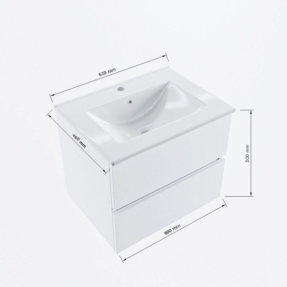 MONDIAZ VICA 60cm mueble de baño Carrara 2 cajones. Lavabo DENIA Centro 1 orificio, color Blanco brillo. 8 MONDIAZ VICA 60cm mueble de baño Carrara 2 cajones. Lavabo DENIA Centro 1 orificio, color Blanco brillo. - Imagen 8
