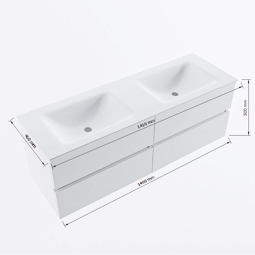 MONDIAZ VICA 140cm mueble de baño Smag 4 cajones. Lavabo CLOUD Doble 2 orificios, color Talc. 7 MONDIAZ VICA 140cm mueble de baño Smag 4 cajones. Lavabo CLOUD Doble 2 orificios, color Talc. - Imagen 7