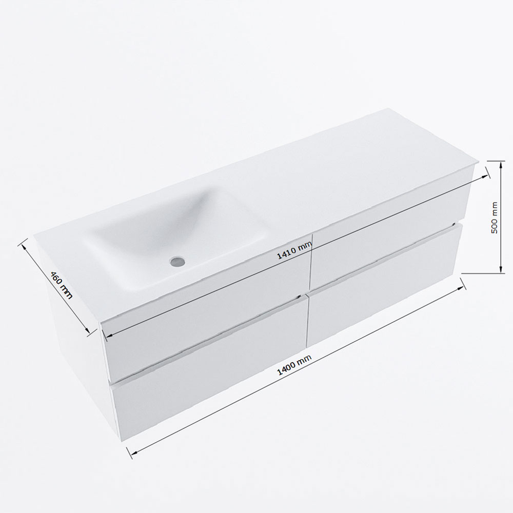 MONDIAZ VICA 140cm mueble de baño Urban 4 cajones. Lavabo CLOUD Izquierda sin orificio, color Talc. 7 MONDIAZ VICA 140cm mueble de baño Urban 4 cajones. Lavabo CLOUD Izquierda sin orificio, color Talc. - Imagen 7