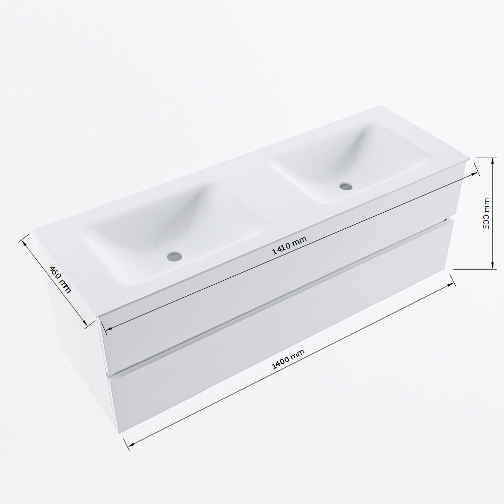MONDIAZ VICA 140cm mueble de baño Plata 2 cajones. Lavabo CLOUD Doble 2 orificios, color Talc. 7 MONDIAZ VICA 140cm mueble de baño Plata 2 cajones. Lavabo CLOUD Doble 2 orificios, color Talc. - Imagen 7
