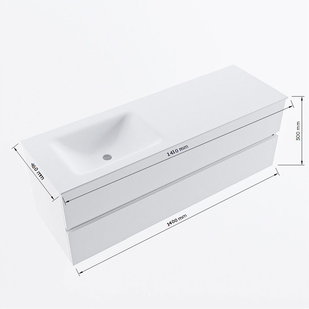 MONDIAZ VICA 140cm mueble de baño Urban 2 cajones. Lavabo CLOUD Izquierda 1 orificio, color Talc. 7 MONDIAZ VICA 140cm mueble de baño Urban 2 cajones. Lavabo CLOUD Izquierda 1 orificio, color Talc. - Imagen 7