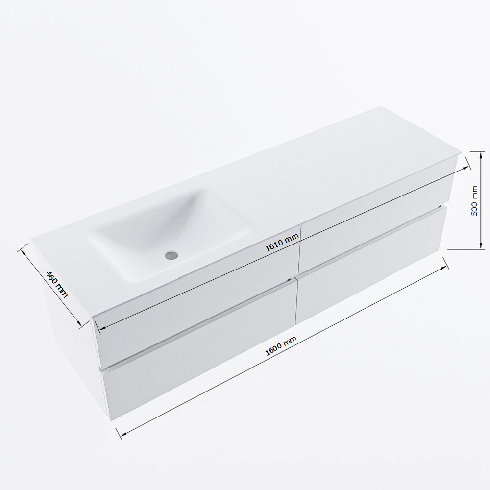 MONDIAZ VICA 160cm mueble de baño Talc 4 cajones. Lavabo CLOUD Izquierda 1 orificio, color Talc. 8 MONDIAZ VICA 160cm mueble de baño Talc 4 cajones. Lavabo CLOUD Izquierda 1 orificio, color Talc. - Imagen 8