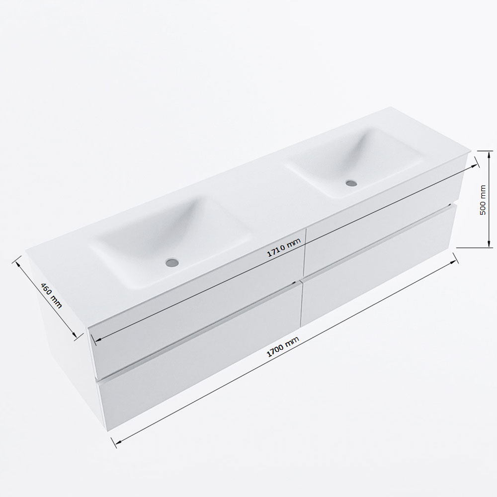 MONDIAZ VICA 170cm mueble de baño Carrara 4 cajones. Lavabo CLOUD Doble 2 orificios, color Talc. 8 MONDIAZ VICA 170cm mueble de baño Carrara 4 cajones. Lavabo CLOUD Doble 2 orificios, color Talc. - Imagen 8