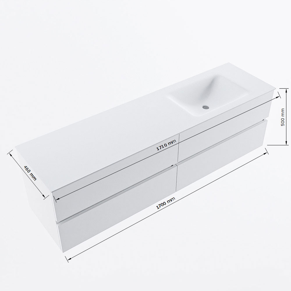 MONDIAZ VICA 170cm mueble de baño Clay 4 cajones. Lavabo CLOUD Derecho 1 orificio, color Talc. 8 MONDIAZ VICA 170cm mueble de baño Clay 4 cajones. Lavabo CLOUD Derecho 1 orificio, color Talc. - Imagen 8