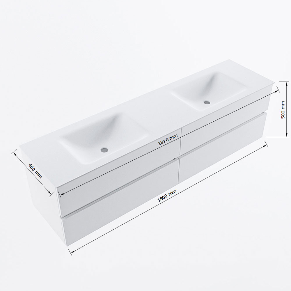 MONDIAZ VICA 180cm mueble de baño Clay 4 cajones. Lavabo CLOUD Doble 2 orificios, color Talc. 8 MONDIAZ VICA 180cm mueble de baño Clay 4 cajones. Lavabo CLOUD Doble 2 orificios, color Talc. - Imagen 8